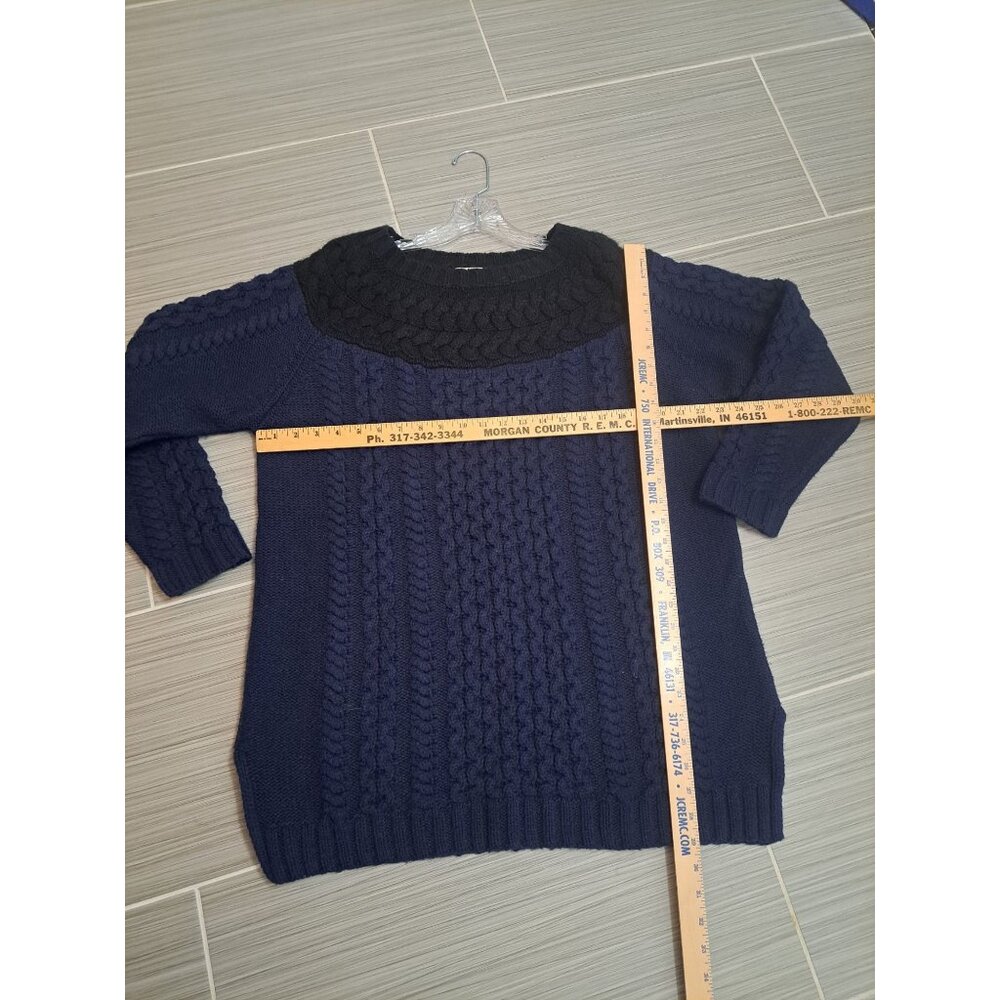 Boden Size 16 Cable Knit Sweater Black & Blue Wool/Alpaca Blend Warm Winter - Picture 9 of 9